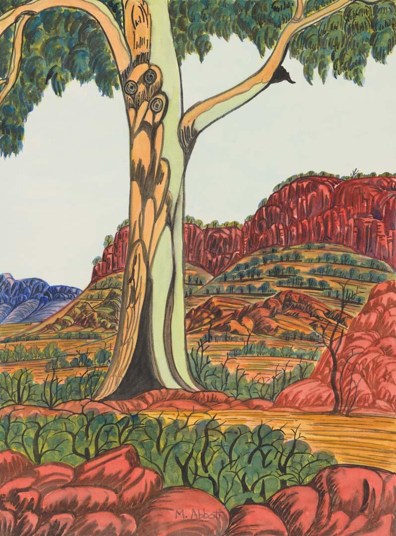 Artwork Finke Gorge, NT this artwork made of Watercolour on paper with board backing, created in 2010-01-01