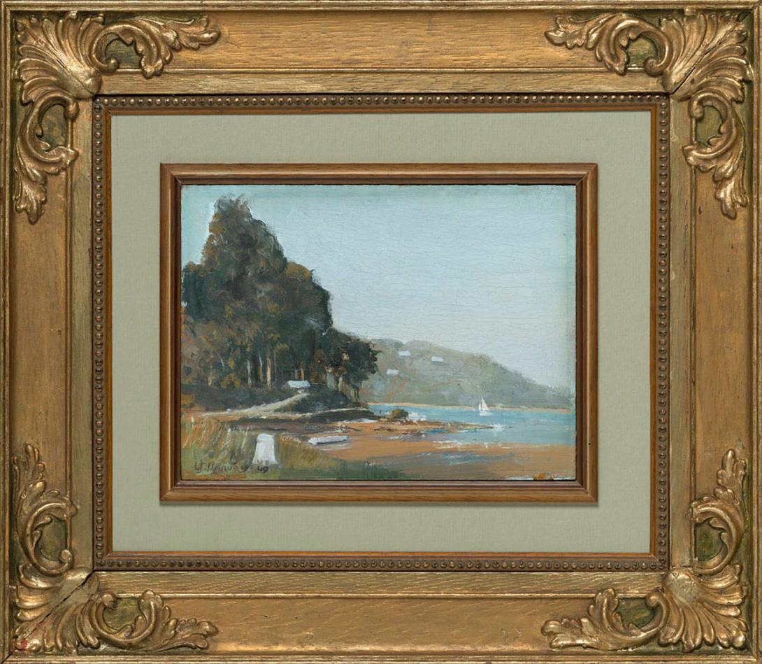 Artwork Palm Beach, NSW this artwork made of Oil on composition board (in LJ Harvey customised frame), created in 1949-01-01
