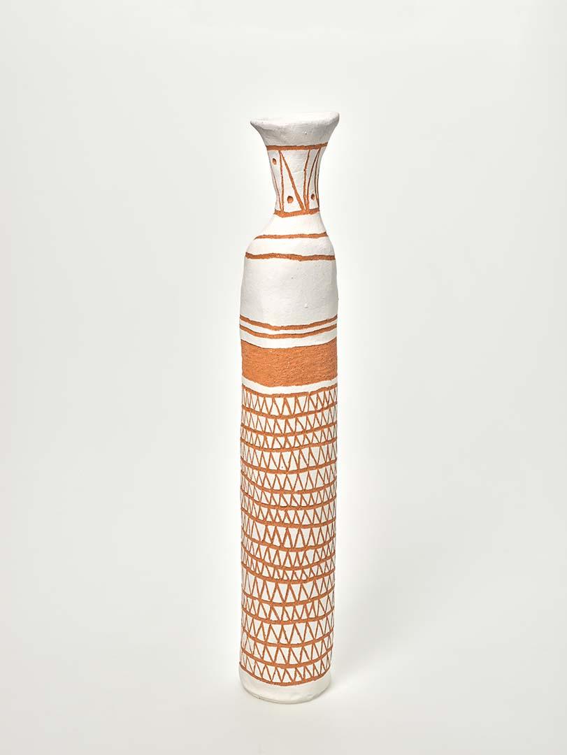 Artwork Malkarti Pole (Dancing Pole) this artwork made of Earthenware, hand-built terracotta clay with incised white slip, created in 2017-01-01