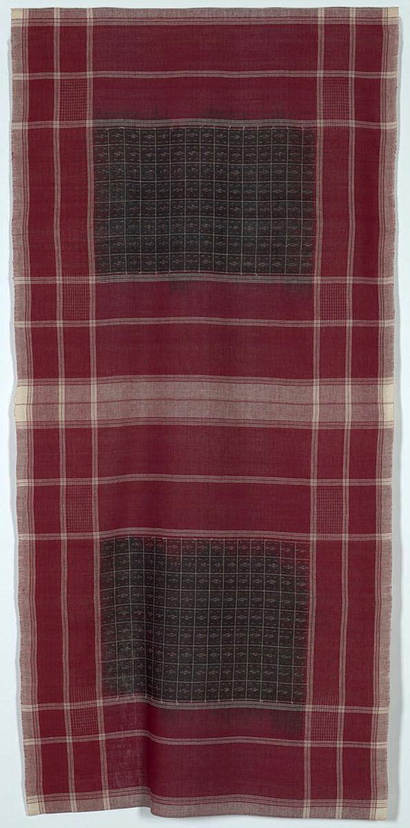 Artwork Plain rumal (Madras handkerchief style) this artwork made of Cotton, weft ikat, created in 1994-01-01