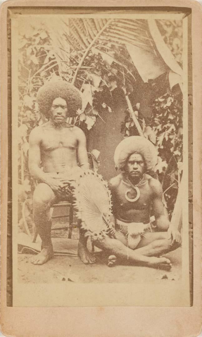 Artwork Kanaka natives of the Sandwich Islands this artwork made of Albumen photograph on paper mounted on card, created in 1870-01-01
