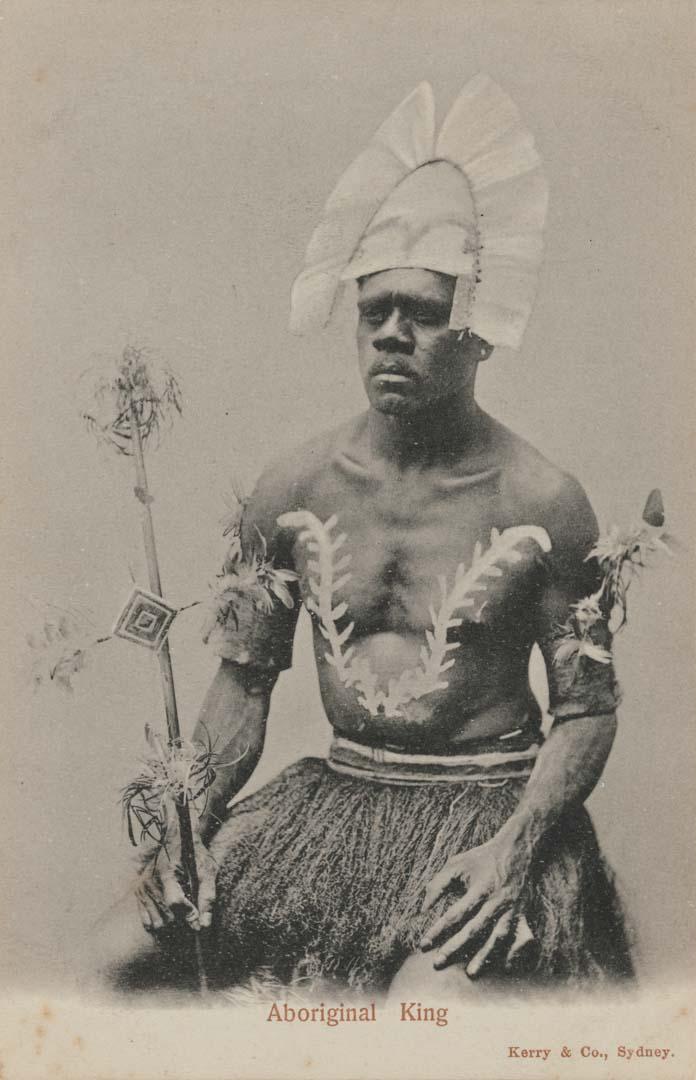 Artwork Aboriginal King this artwork made of Postcard: Black and white photographic print