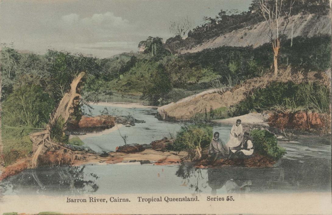 Artwork Barron River, Cairns. Tropical Queensland this artwork made of Postcard: Colour photographic print, created in 1900-01-01