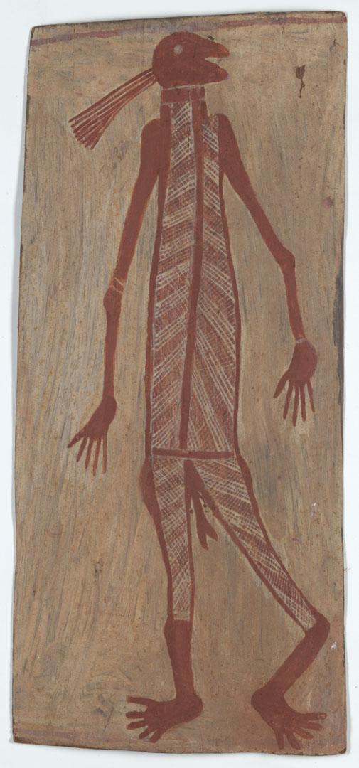 Artwork Untitled (mimih spirit) this artwork made of Natural pigments on eucalyptus bark