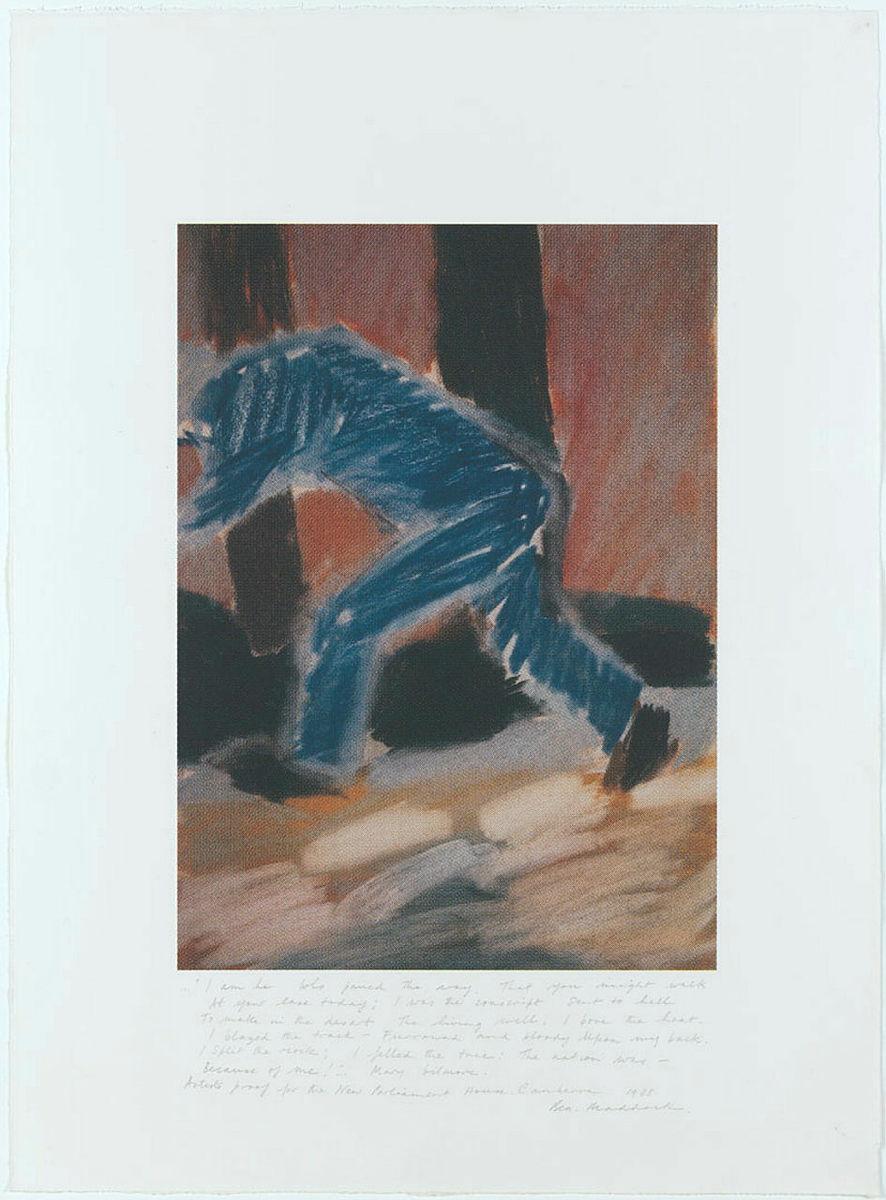 Artwork Figure fleeing this artwork made of Photo-screenprint, pencil on paper, created in 1988-01-01