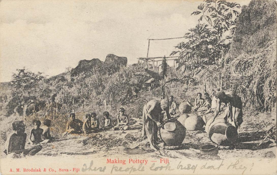 Artwork Making pottery, Fiji this artwork made of Carte de visite, postcard, created in 1885-01-01