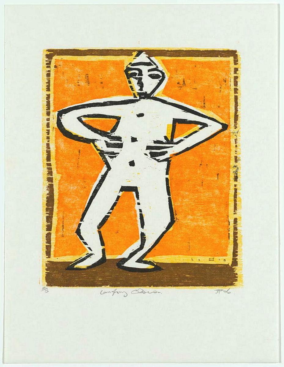 Artwork Laughing clown (from 'Circus Paris-Berlin' suite) this artwork made of Woodcut print on paper, created in 2006-01-01