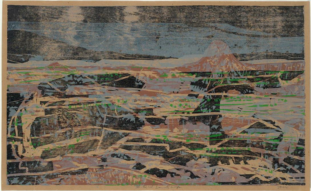 Artwork SE Qld landscape this artwork made of Woodblock print on technic vintage paper, created in 2004-01-01