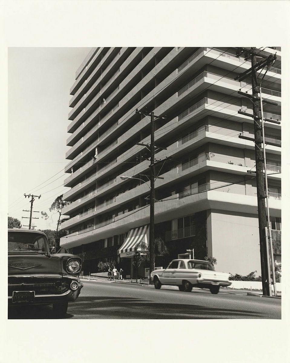 Artwork Doheny Towers (from 'Twentyfive apartments' series) this artwork made of Gelatin silver photograph on paper, created in 1965-01-01