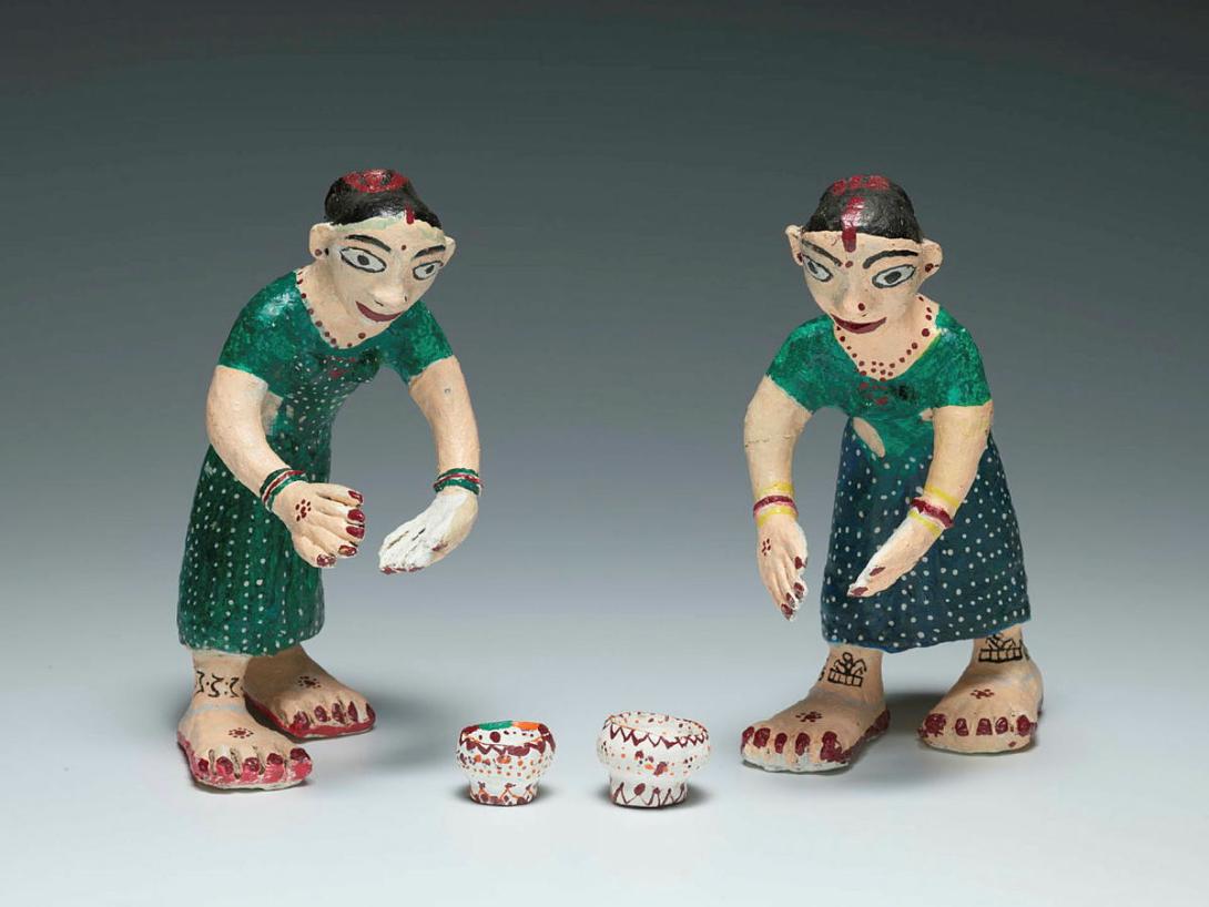 Artwork Two women; two glasses this artwork made of Multani clay, natural colour, created in 2015-01-01