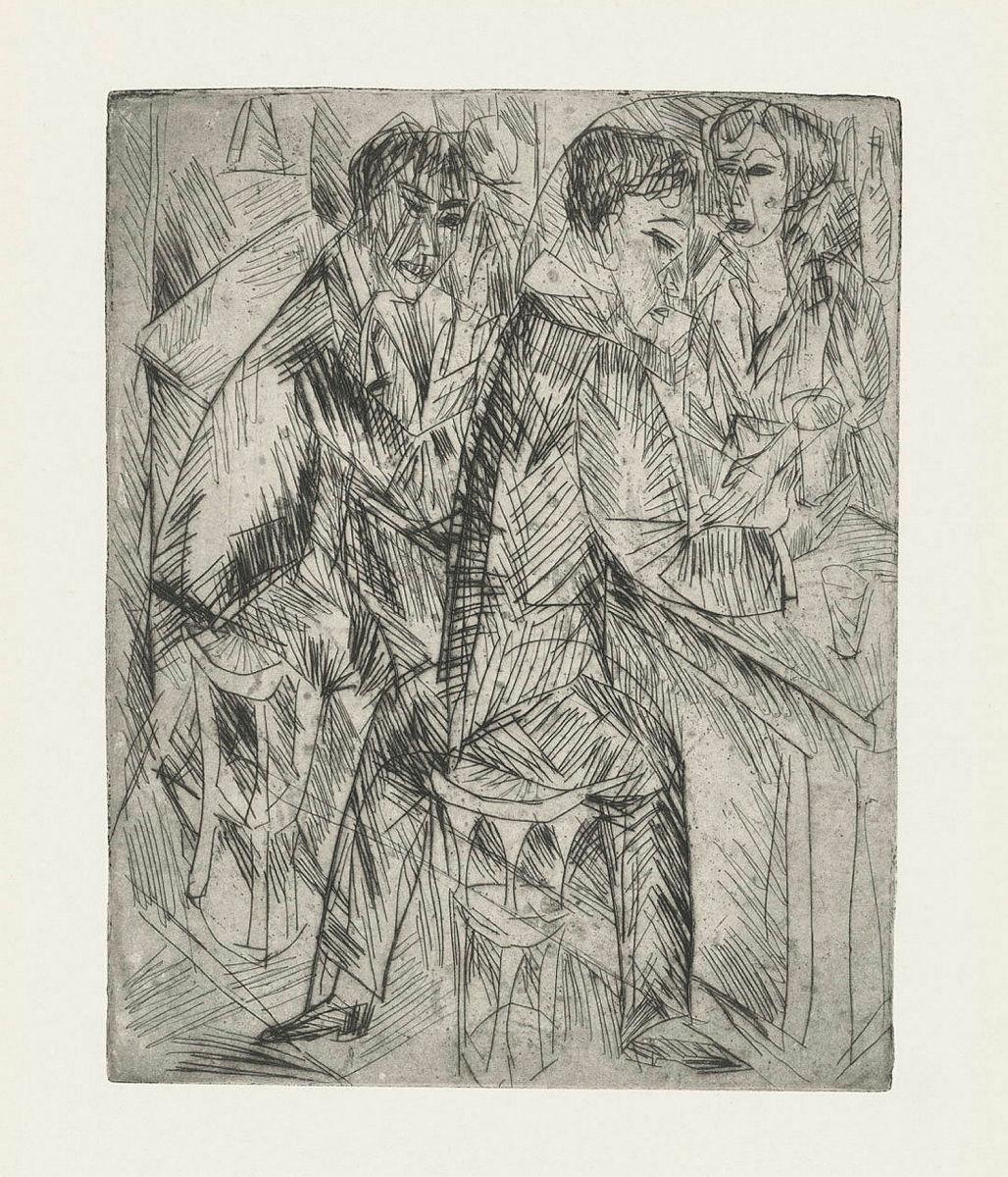 Artwork Barszene (Bar scene) this artwork made of Drypoint on paper, created in 1913-01-01