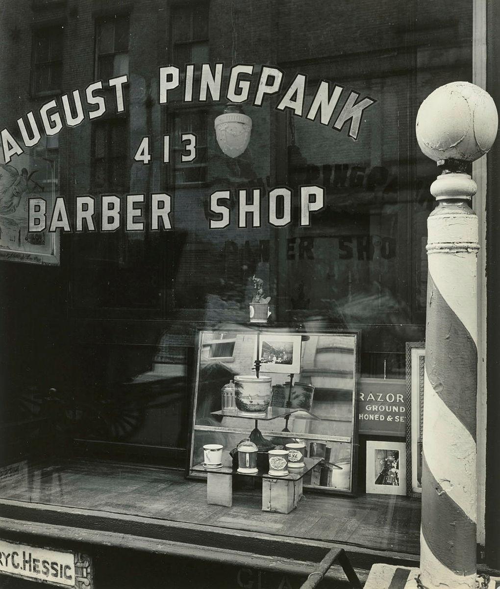Artwork Pingpank Barber Shop, 413 Blecker Street, Manhattan this artwork made of Photograph, created in 1938-01-01