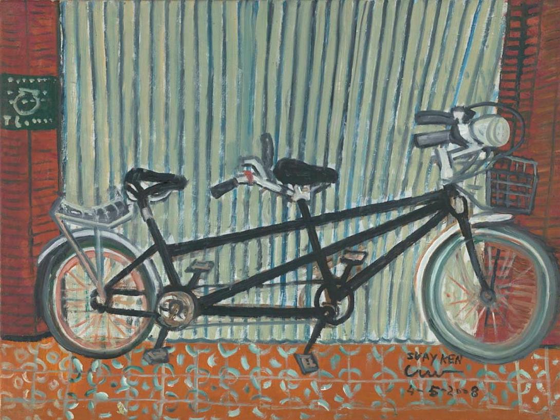 Artwork Tandem bicycle this artwork made of Oil on canvas, created in 2008-01-01