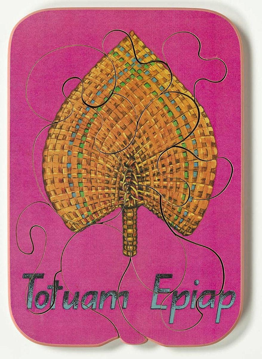 Artwork Totuam epiap (Fan) this artwork made of Colour laser copy, varnish and paint on composition board, created in 1991-01-01