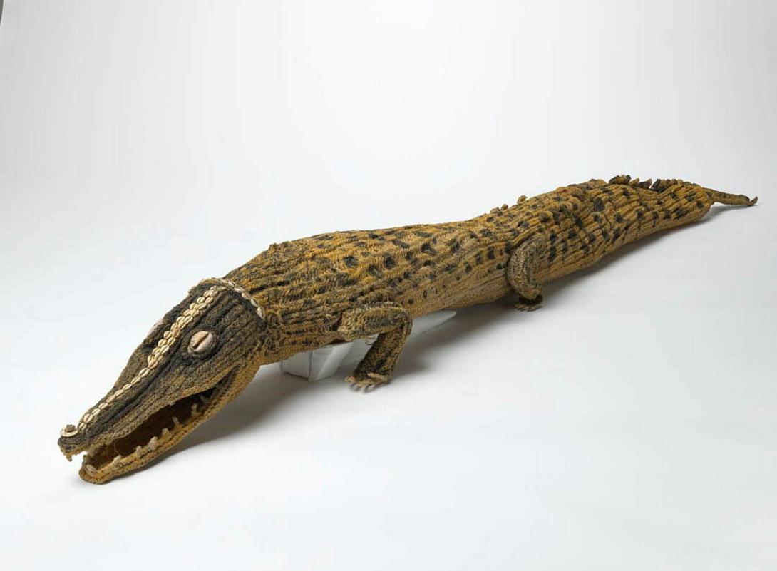 Artwork Puk puk (crocodile) this artwork made of Woven gumba tree fibre with natural pigments, created in 2011-01-01