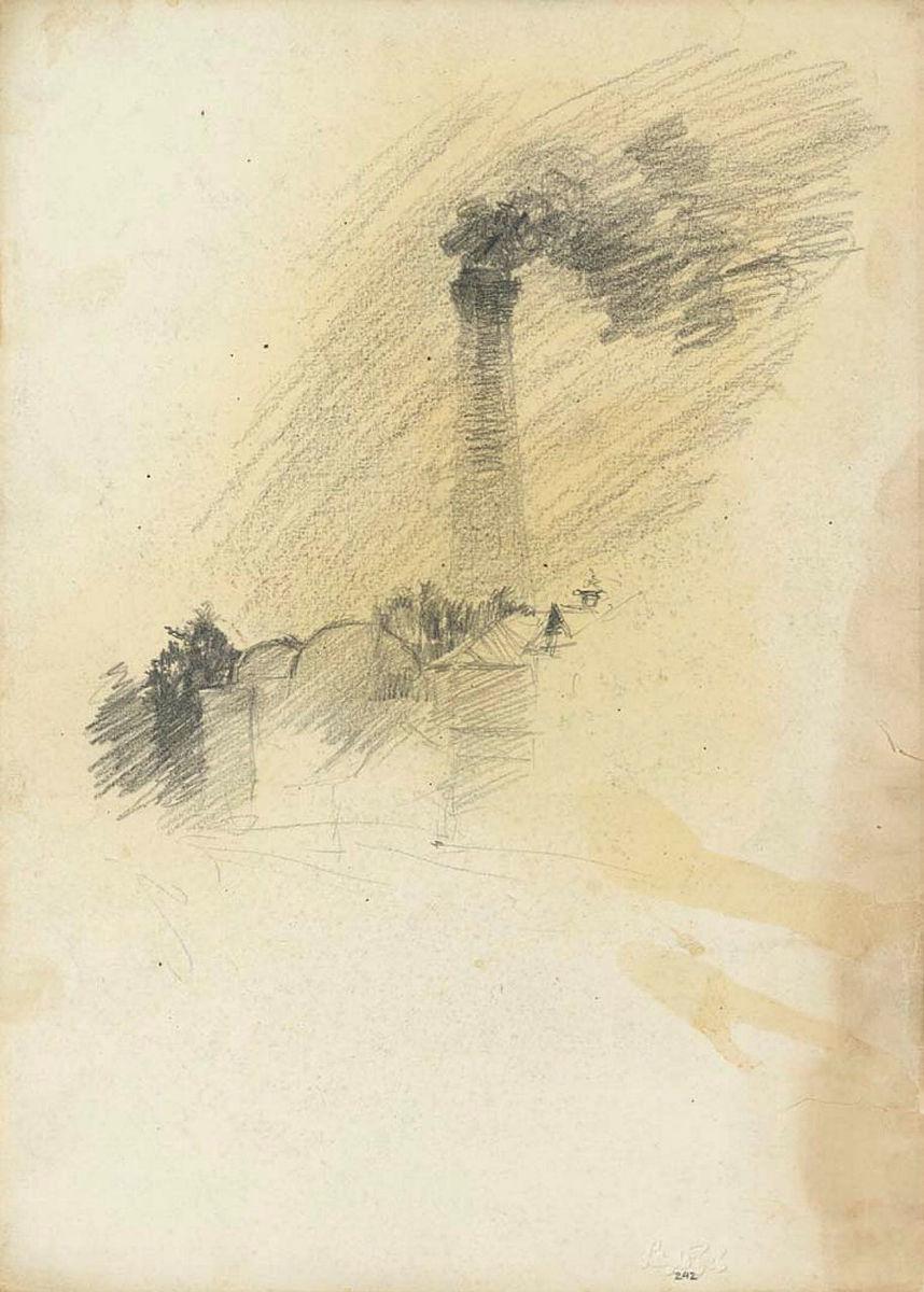 Artwork Chimney stack this artwork made of Pencil on sketch paper, created in 1914-01-01