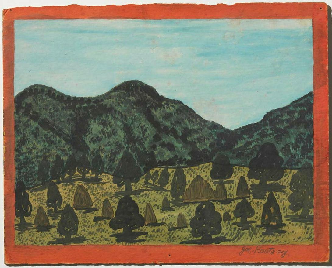 Artwork (Landscape) this artwork made of Gouache and ball-point pen on paper on board