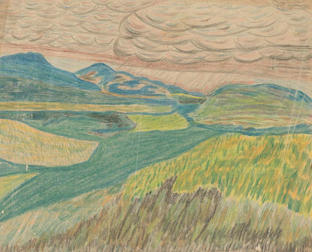Artwork (Landscape) this artwork made of Coloured pencil on paper