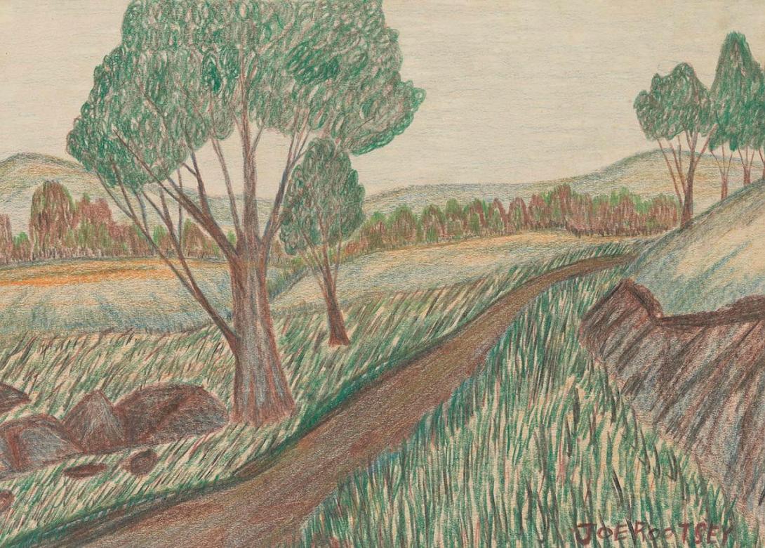 Artwork (Landscape) this artwork made of Coloured pencil on paper