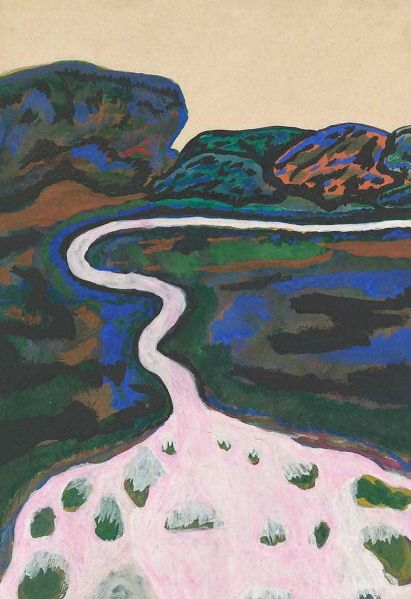 Artwork (Waterfall) this artwork made of Gouache on paper