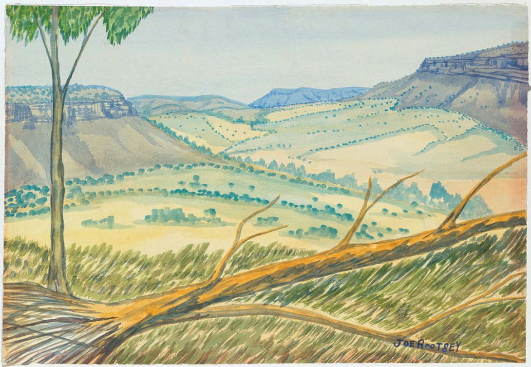 Artwork (Felled tree) this artwork made of Watercolour on paper, created in 1959-01-01