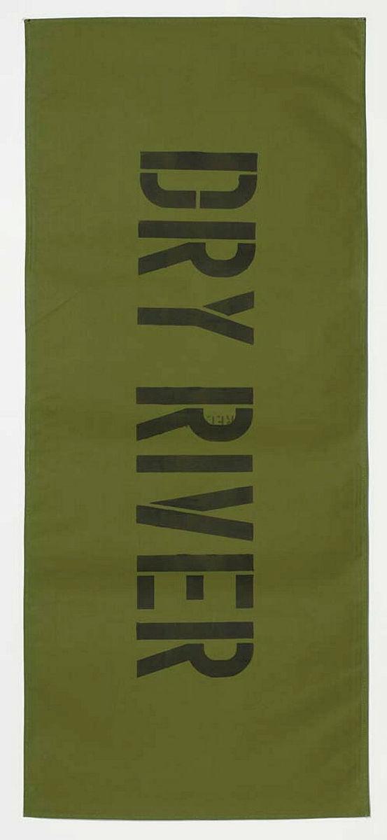 Artwork "DRY RIVER: 20 FROG POEMS, IN MEMORY OF ALEX WILSON MASTER HORSEMAN." this artwork made of Lacquer on canvas swag covers, created in 1996-01-01