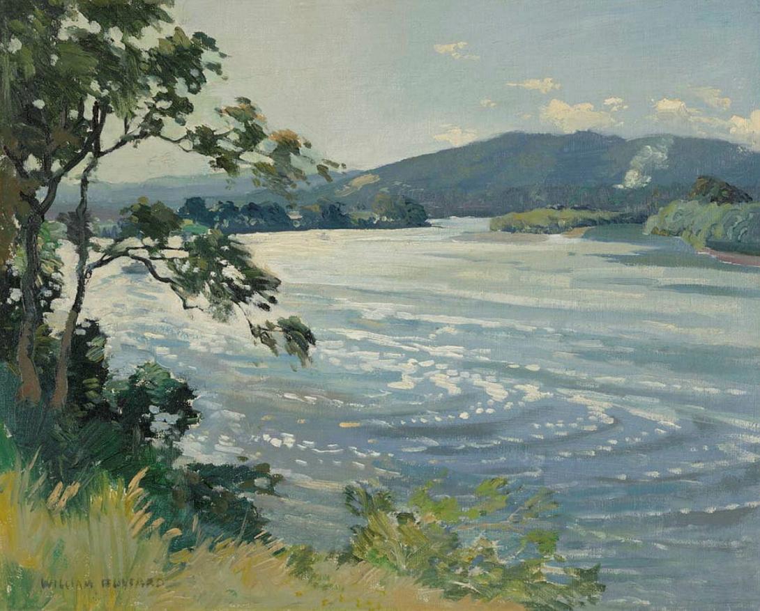 Artwork (Brisbane River, Indooroopilly) this artwork made of Oil on board, created in 1940-01-01