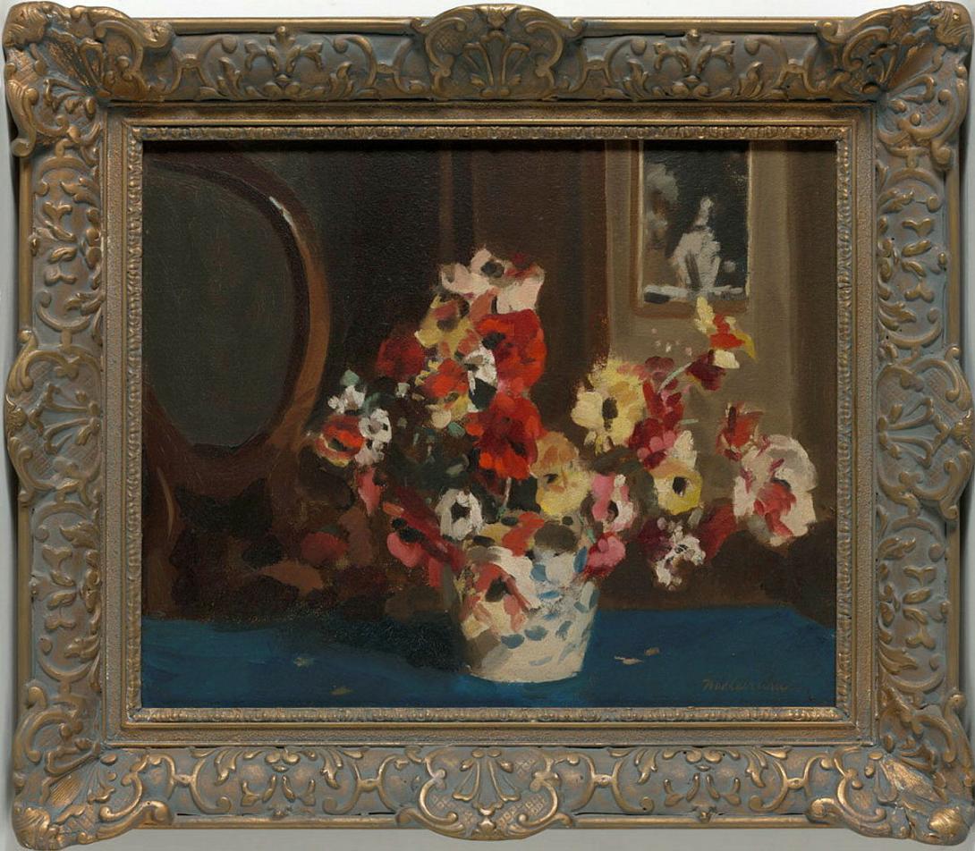 Artwork Flower study this artwork made of Oil on cardboard, created in 1935-01-01