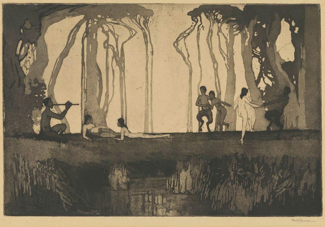 Artwork Pan this artwork made of Etching and aquatint on yellowed wove paper, created in 1916-01-01