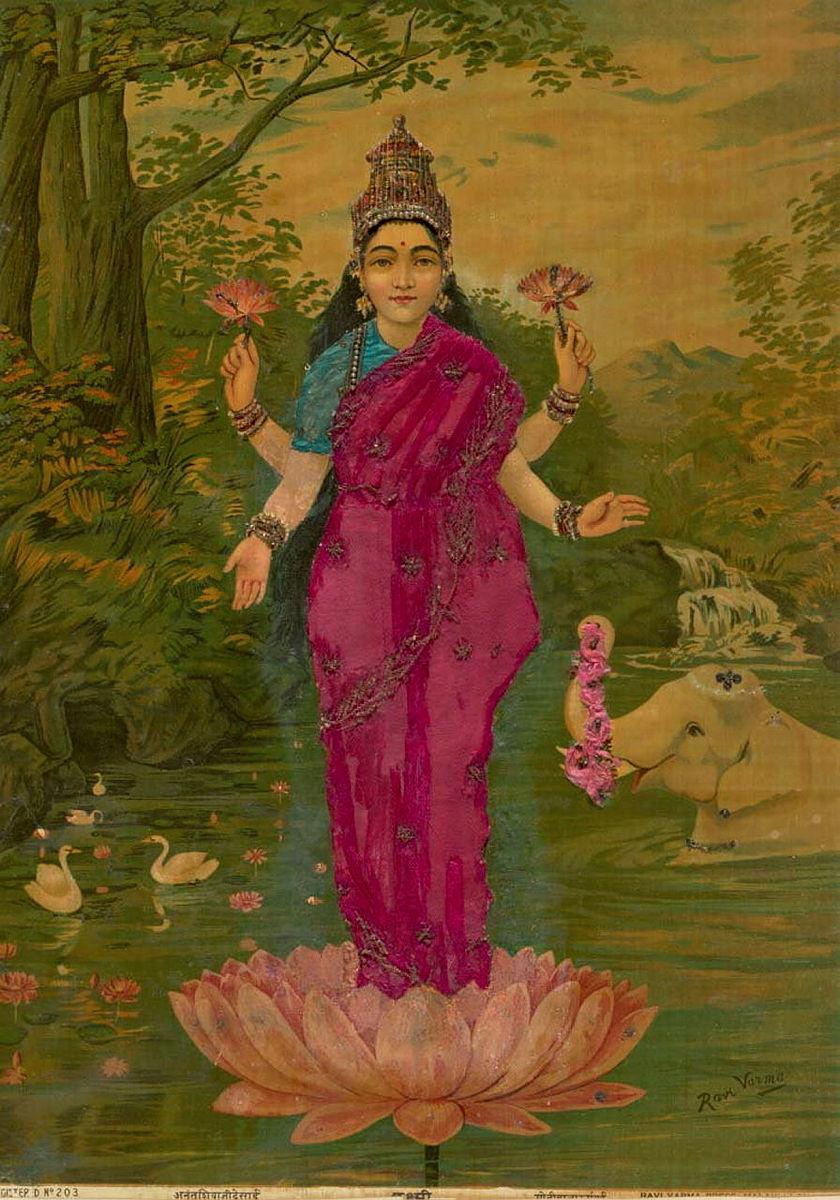 Artwork Laxmi this artwork made of Oleograph with Zardosi embroidery