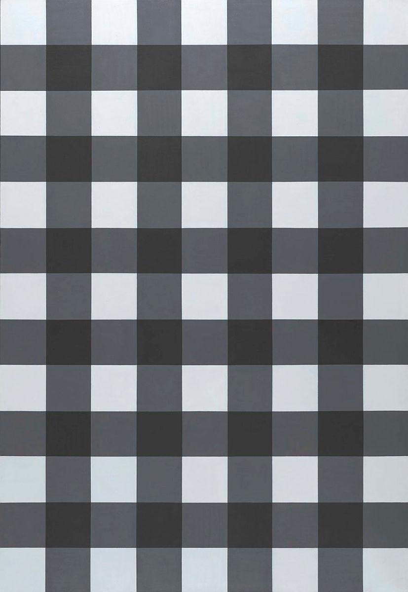 Artwork Gingham (centrifugal) this artwork made of Synthetic polymer paint on canvas, created in 1995-01-01