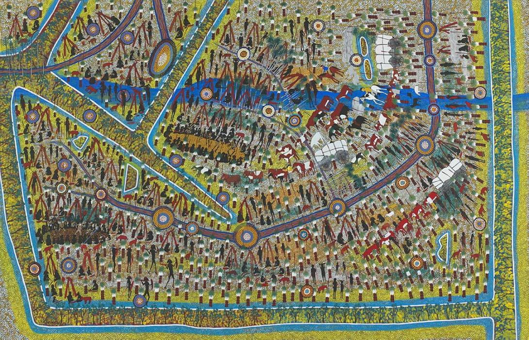 Artwork Carnarvon collision (Big map) this artwork made of Synthetic polymer paint on linen, created in 2006-01-01