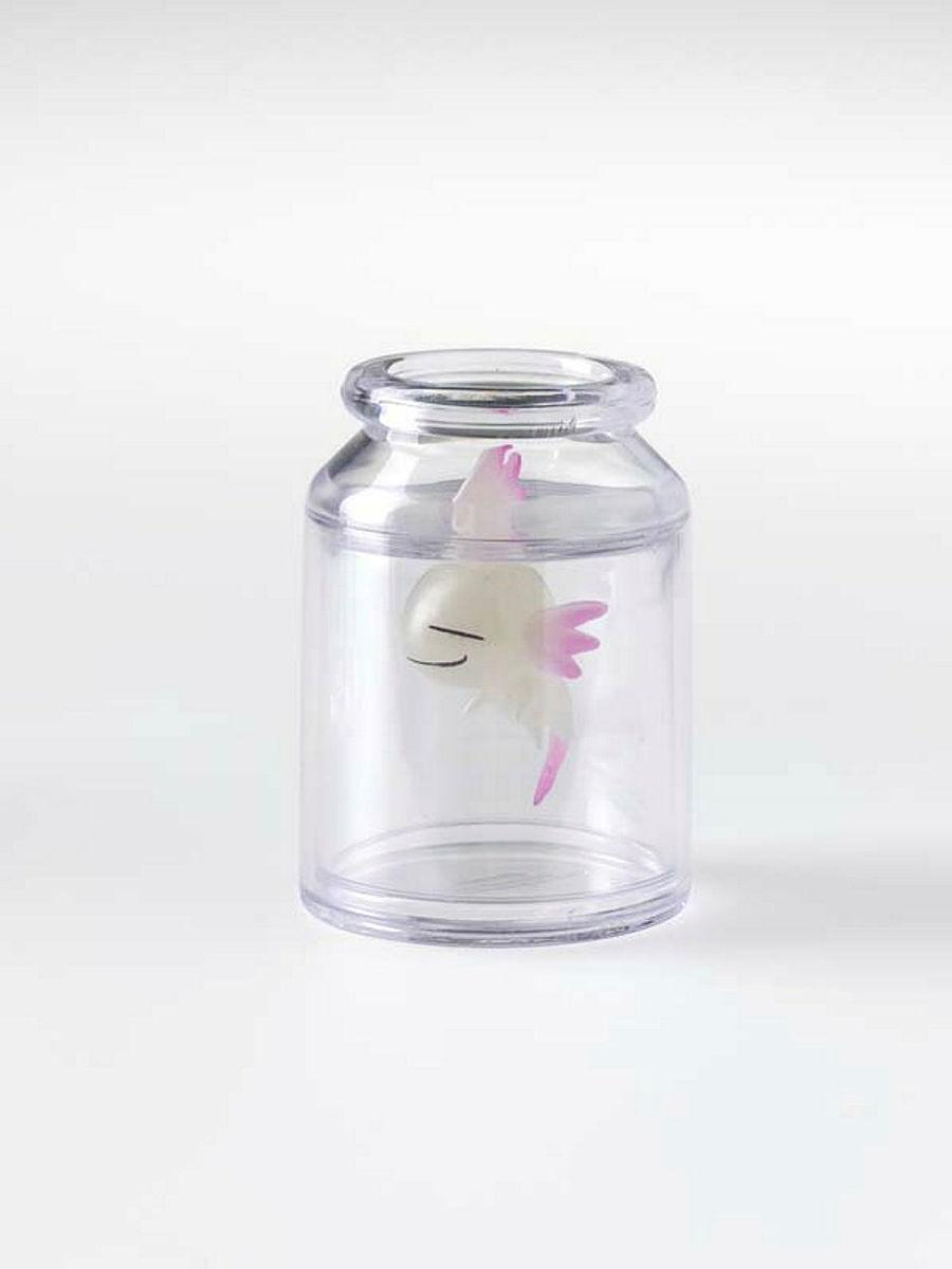 Artwork Rumble-kun in a jar / Opera Pink (from the 'SUPERFLAT MUSEUM' series by Takashi Murakami) this artwork made of Figurine (lacquer paint, PVC plastic, ABS plastic), pink cardboard box, leaflets, created in 2003-01-01