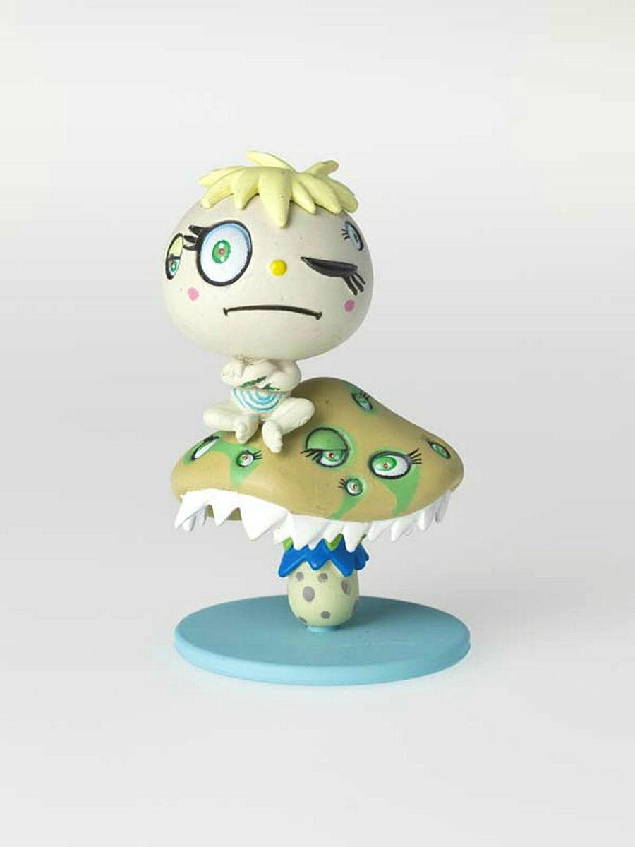 Artwork Mr. Oval the Mediator (from the 'SUPERFLAT MUSEUM' series by Takashi Murakami) this artwork made of Figurine (lacquer paint, PVC plastic, ABS plastic),  black cardboard box, leaflets, created in 2003-01-01