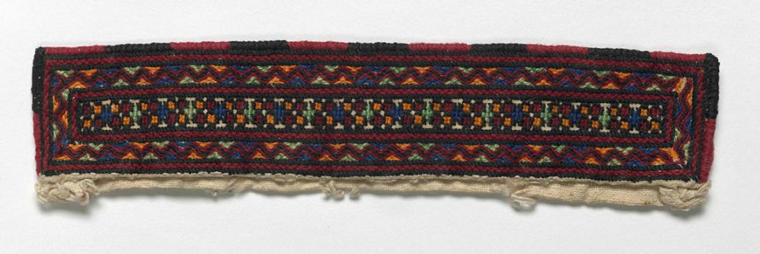 Artwork Costume band this artwork made of Embroidery, various cotton stitches on line, created in 1900-01-01